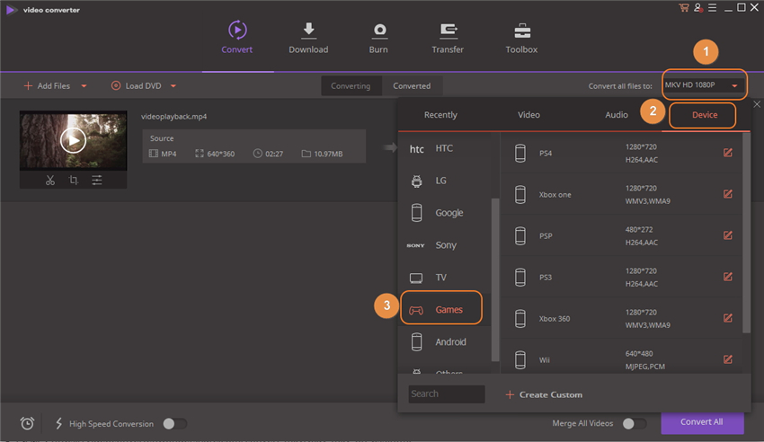 convert mkv to ps3 - choose format