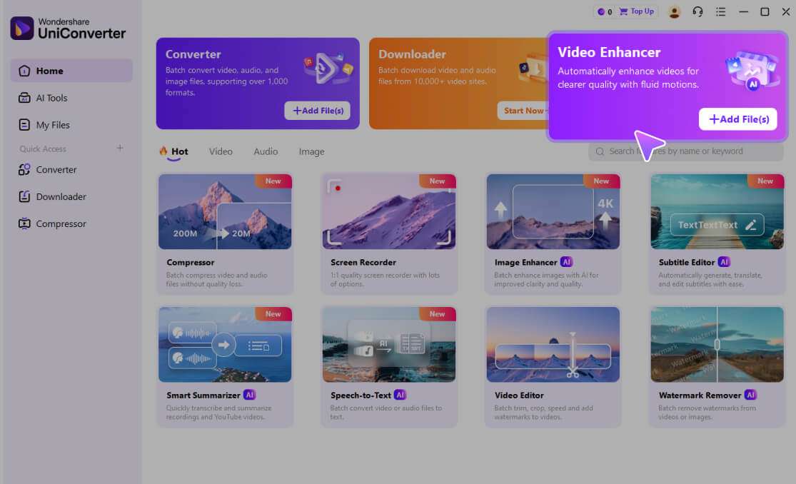 Choose AI Video Enhancer in AI Lab