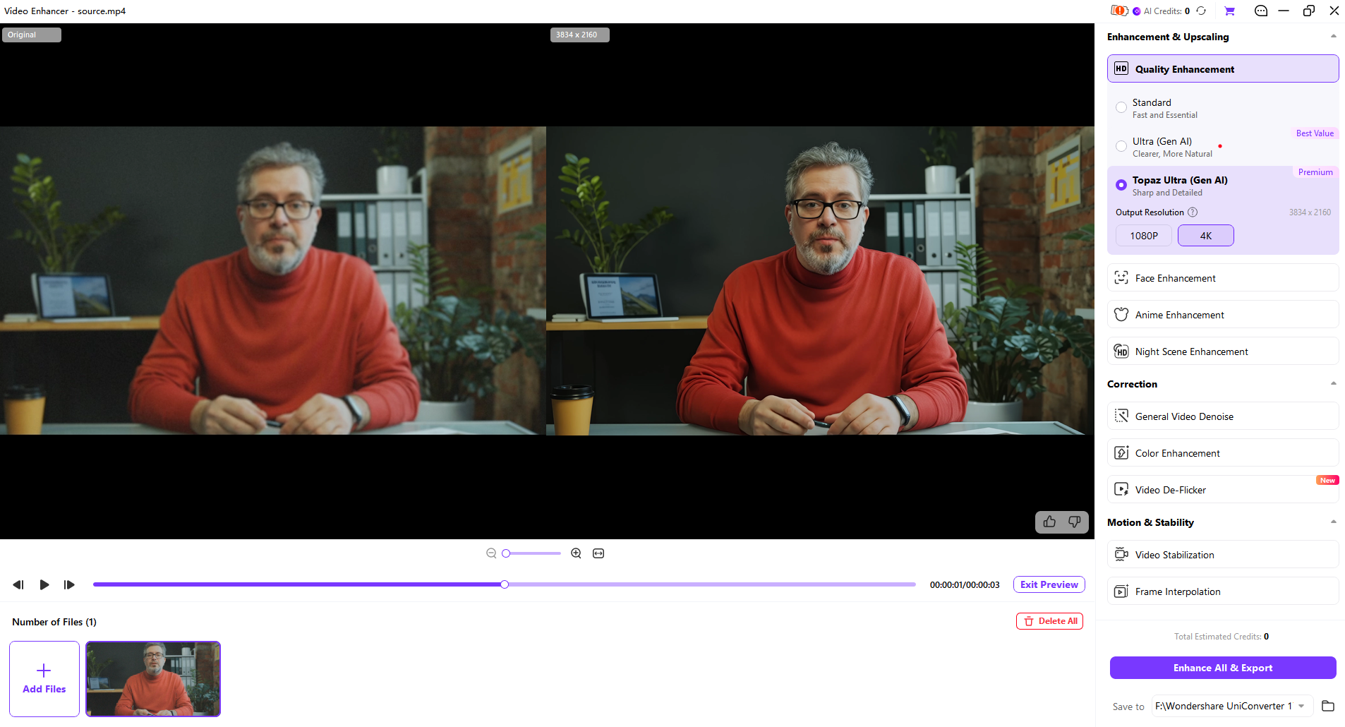 Upload video files and choose AI model
